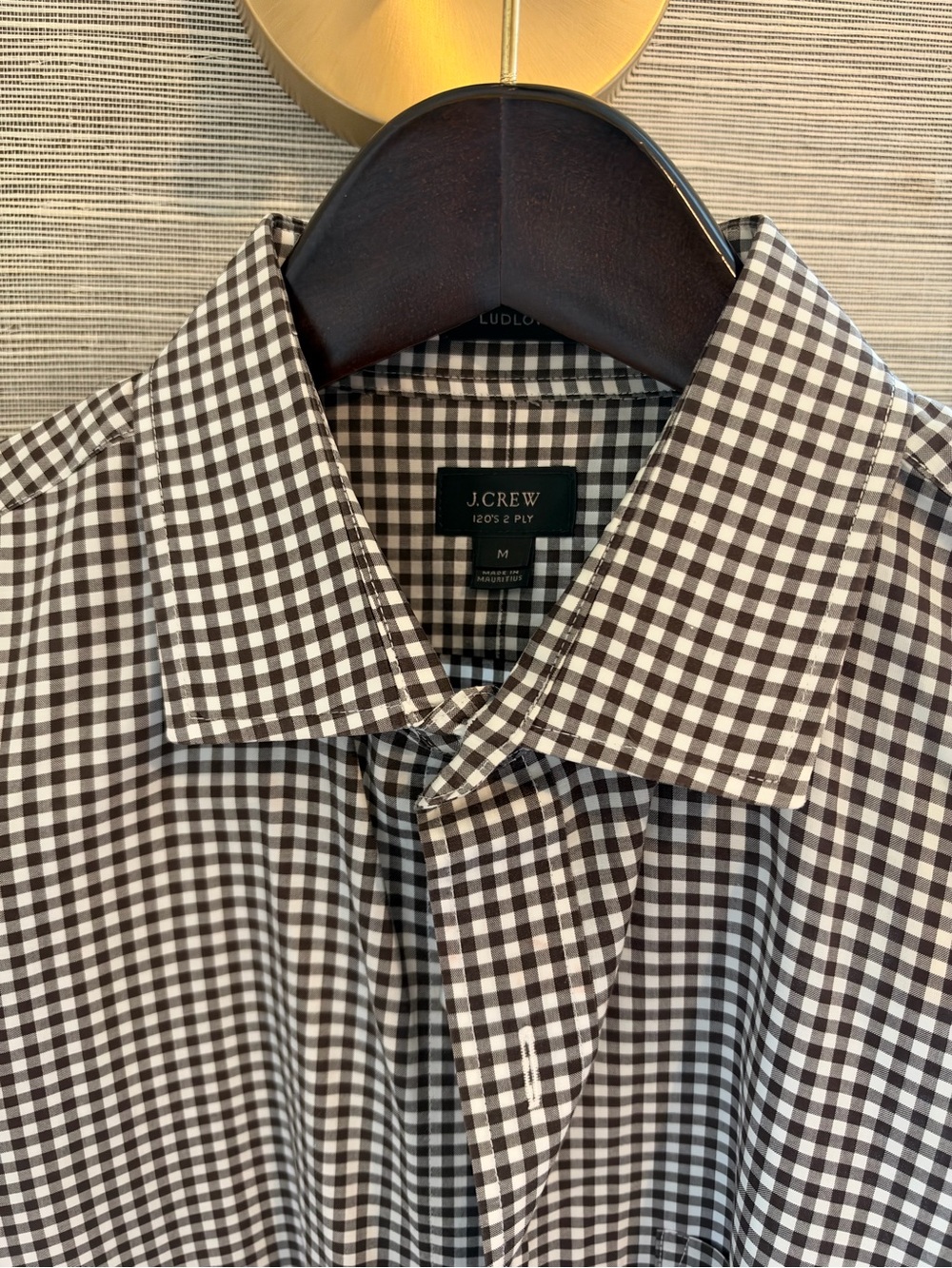 J. Crew Men's Black & White Gingham Dress Shirt - Tailored Collared Button-Down